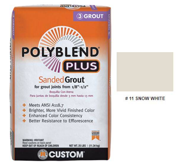 Custom Pbpg1125 25 Pound Snow White Polyblend Plus Sanded Grout For